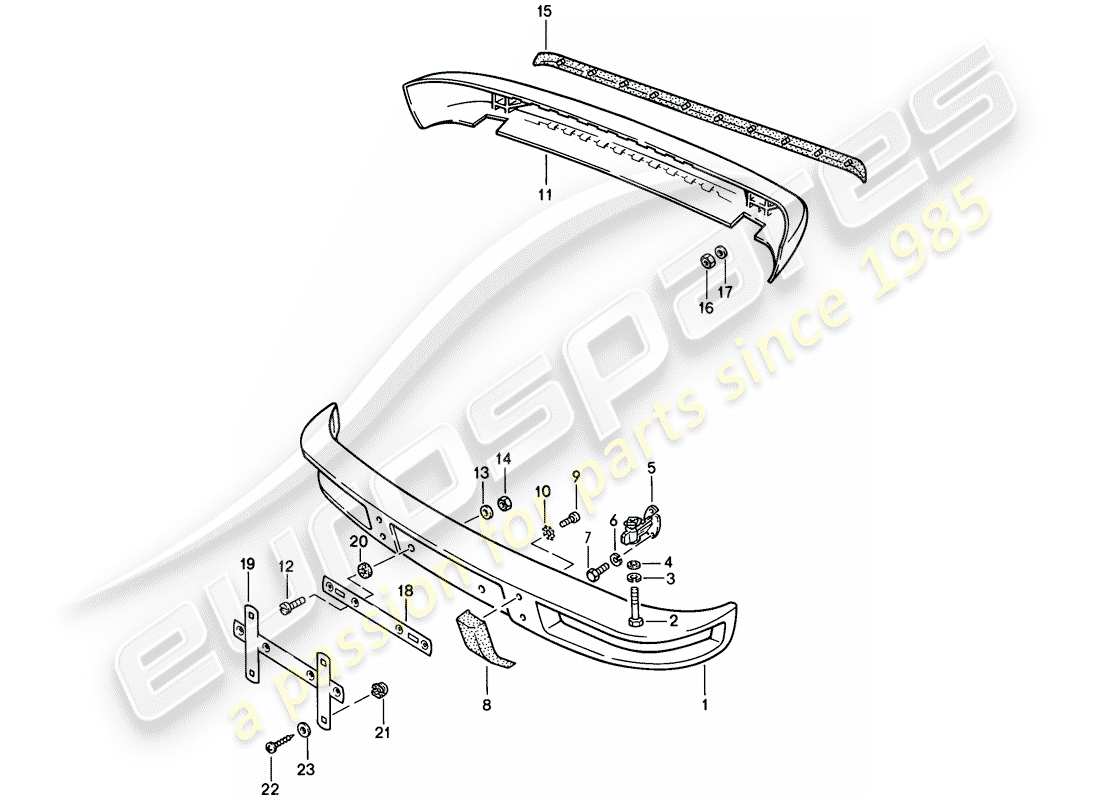 porsche 1976 (924) parachoques - sin: - diagrama de piezas del buffer