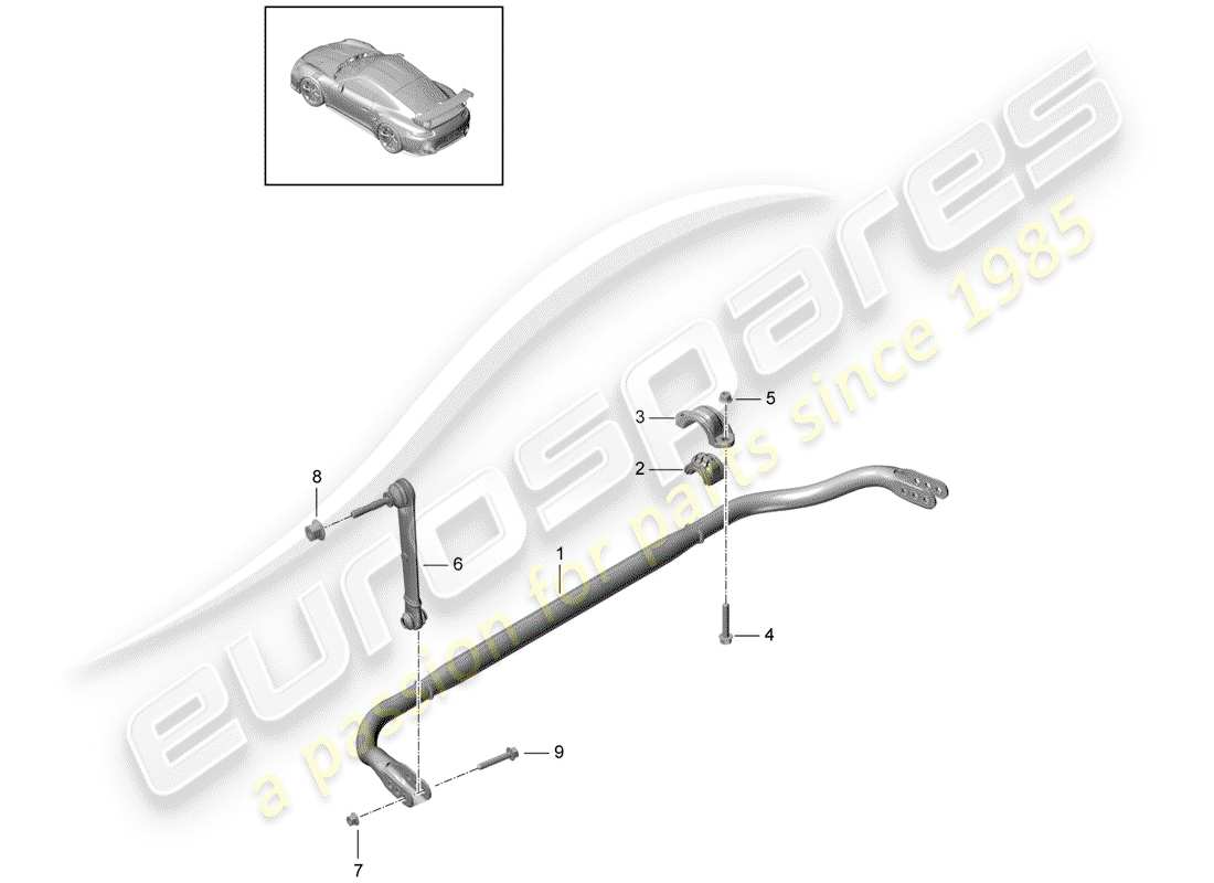 porsche 2020 (991-2 turbo) diagrama de piezas del estabilizador