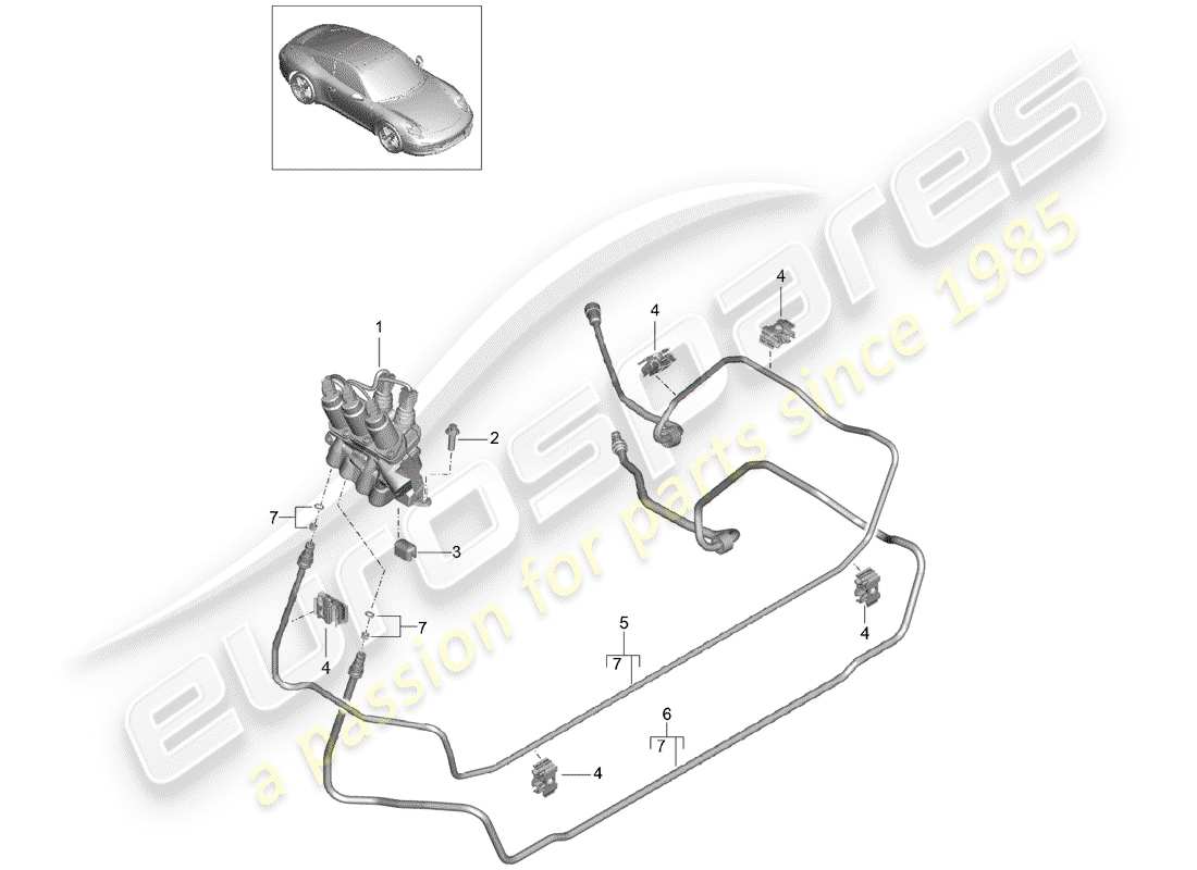 porsche 2015 (991-1) diagrama de partes de líneas
