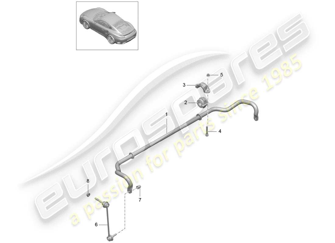 porsche 2020 (991-2 turbo) diagrama de piezas del estabilizador
