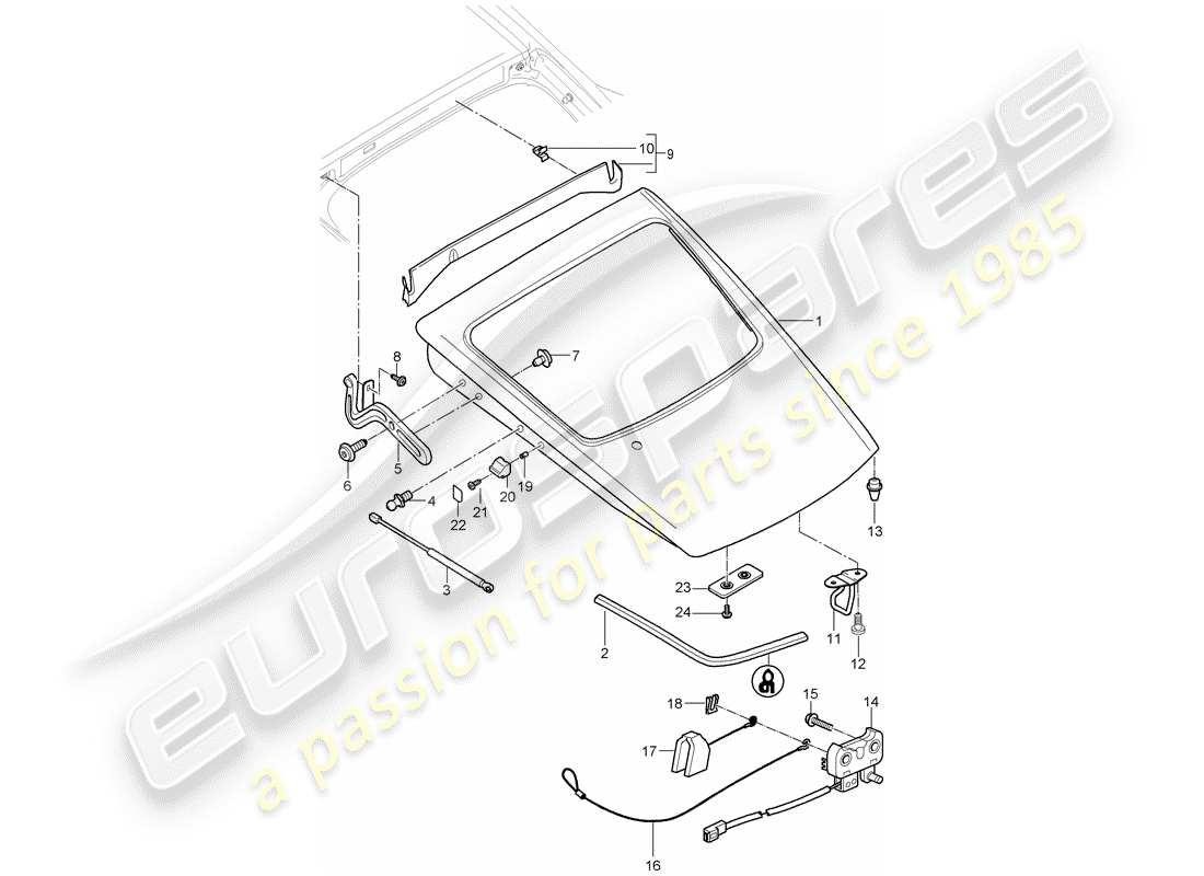 porsche 2012 (987 cayman) diagrama de piezas de la cubierta
