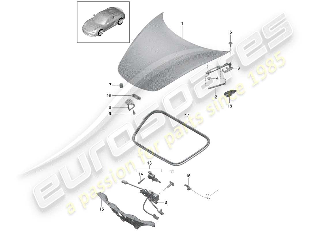 porsche 2016 (981 boxster spyder) cubrir diagrama de piezas