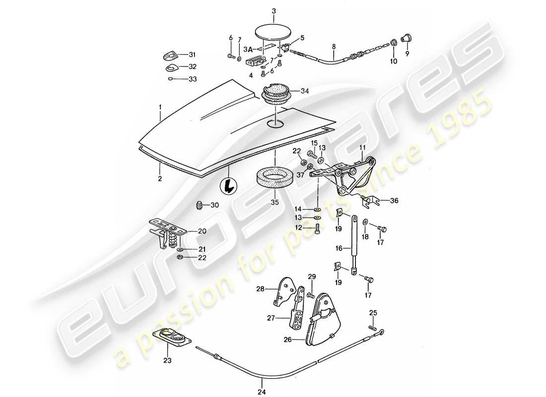 porsche 1987 (959) diagrama de piezas de la cubierta