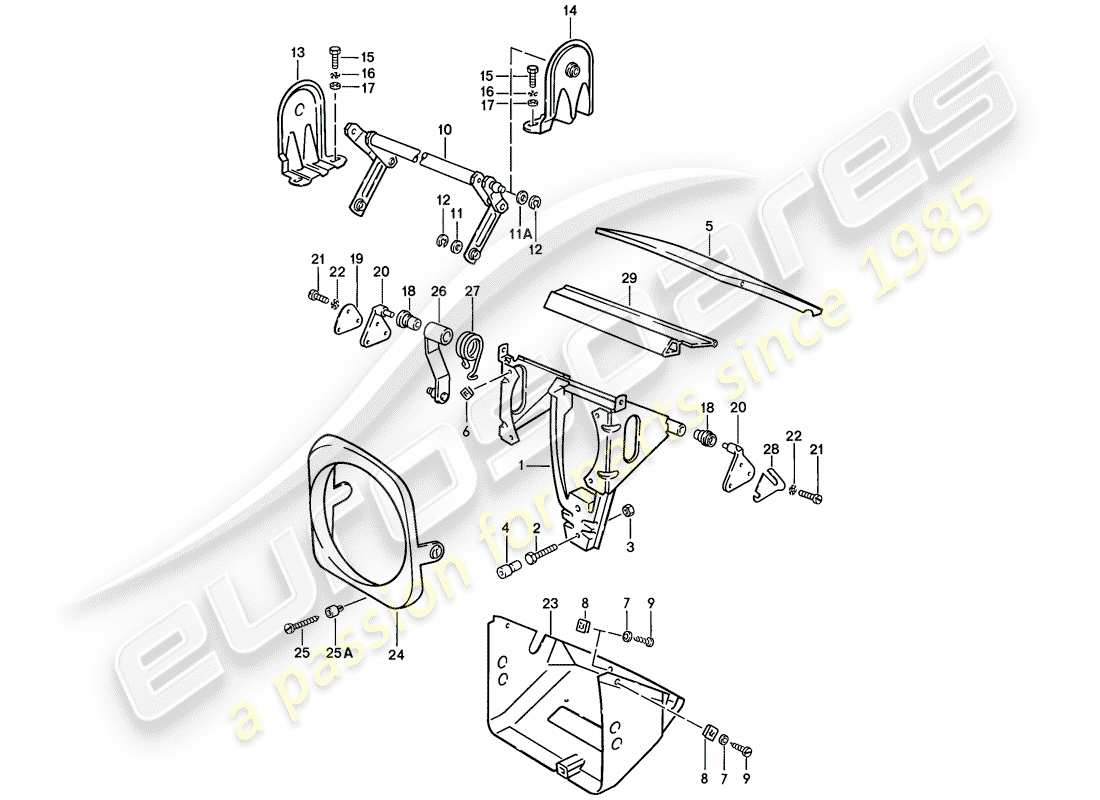 porsche 1987 (924s) faro emergente diagrama de piezas