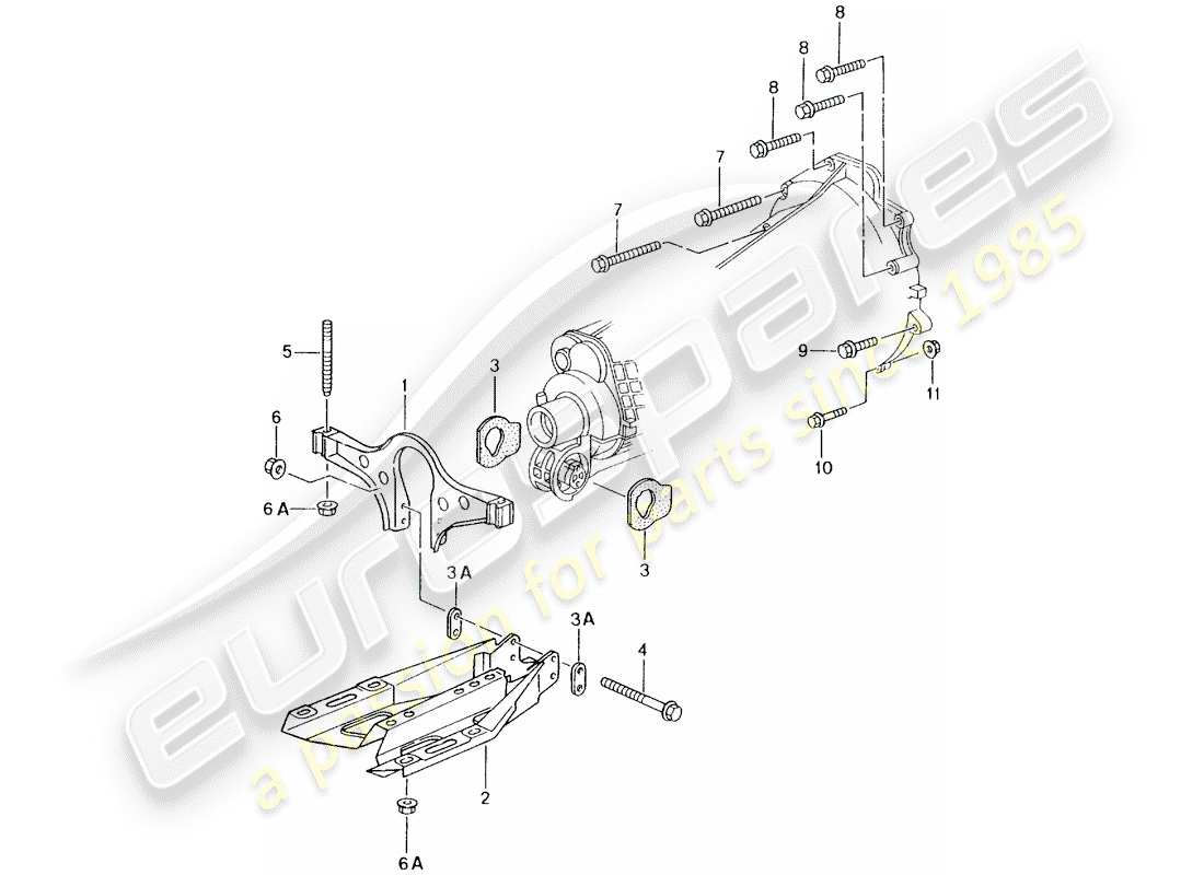 porsche 2001 (996) caja de cambios manual - soporte de caja de cambios - motor diagrama de piezas