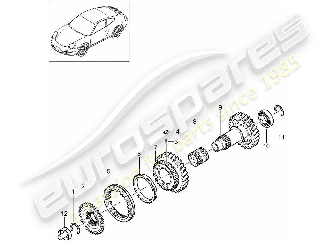 porsche 2012 (997-2) diagrama de piezas de marcha atrás
