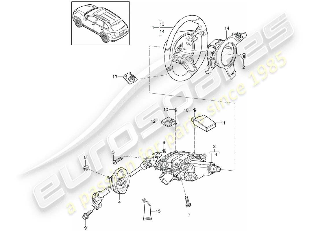 porsche 2014 (cayenne e2 92a) volantes diagrama de piezas