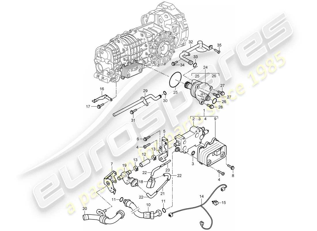 porsche 2007 (997-1 turbo / gt2) gear oil cooler diagrama de piezas
