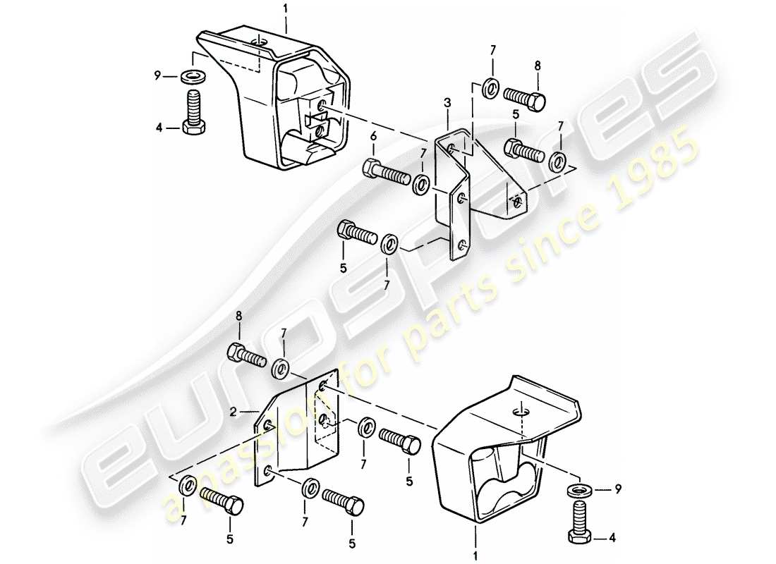 porsche 1987 (924s) suspensión de la transmisión - caja de cambios manual diagrama de piezas