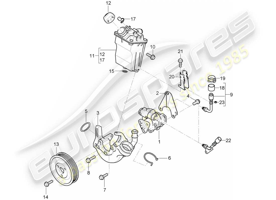 porsche 2007 (997-1 gt3) dirección asistida diagrama de piezas