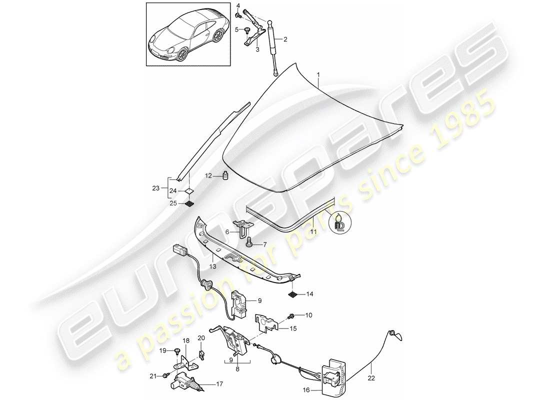 porsche 2009 (997-2) diagrama de piezas de la cubierta