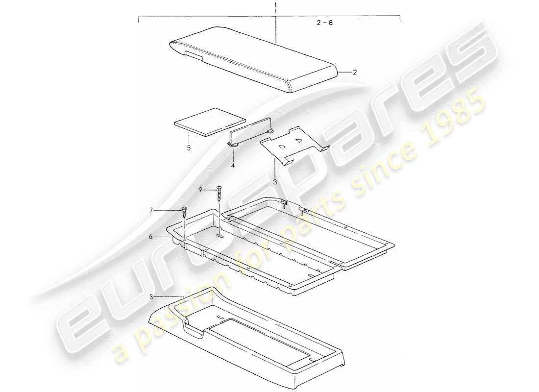 porsche 1988 (928) soporte de cassette diagrama de piezas