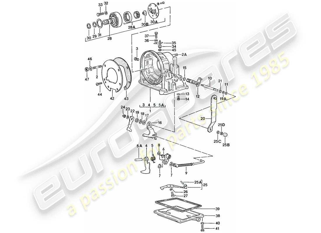 porsche 1982 (944) caja de transmisión - transmisión automática diagrama de piezas