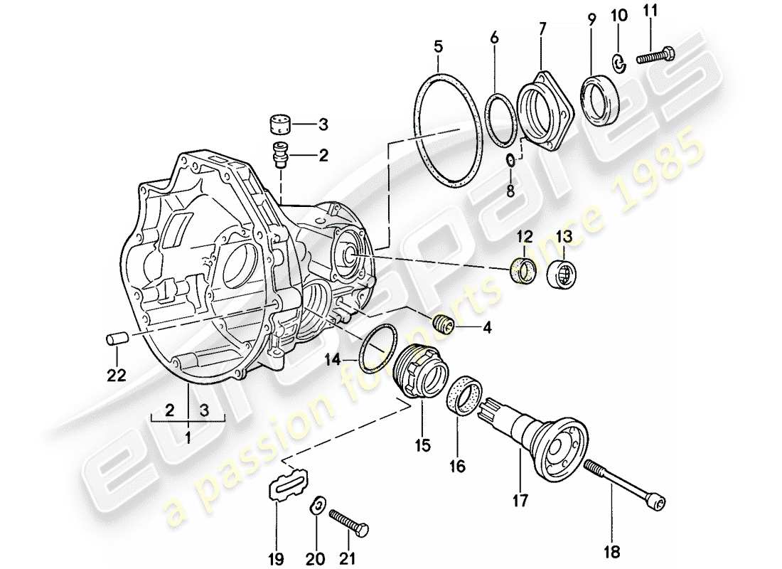 porsche 1982 (944) transmisión de repuesto - carcasa de impulsión final - transmisión automática diagrama de piezas