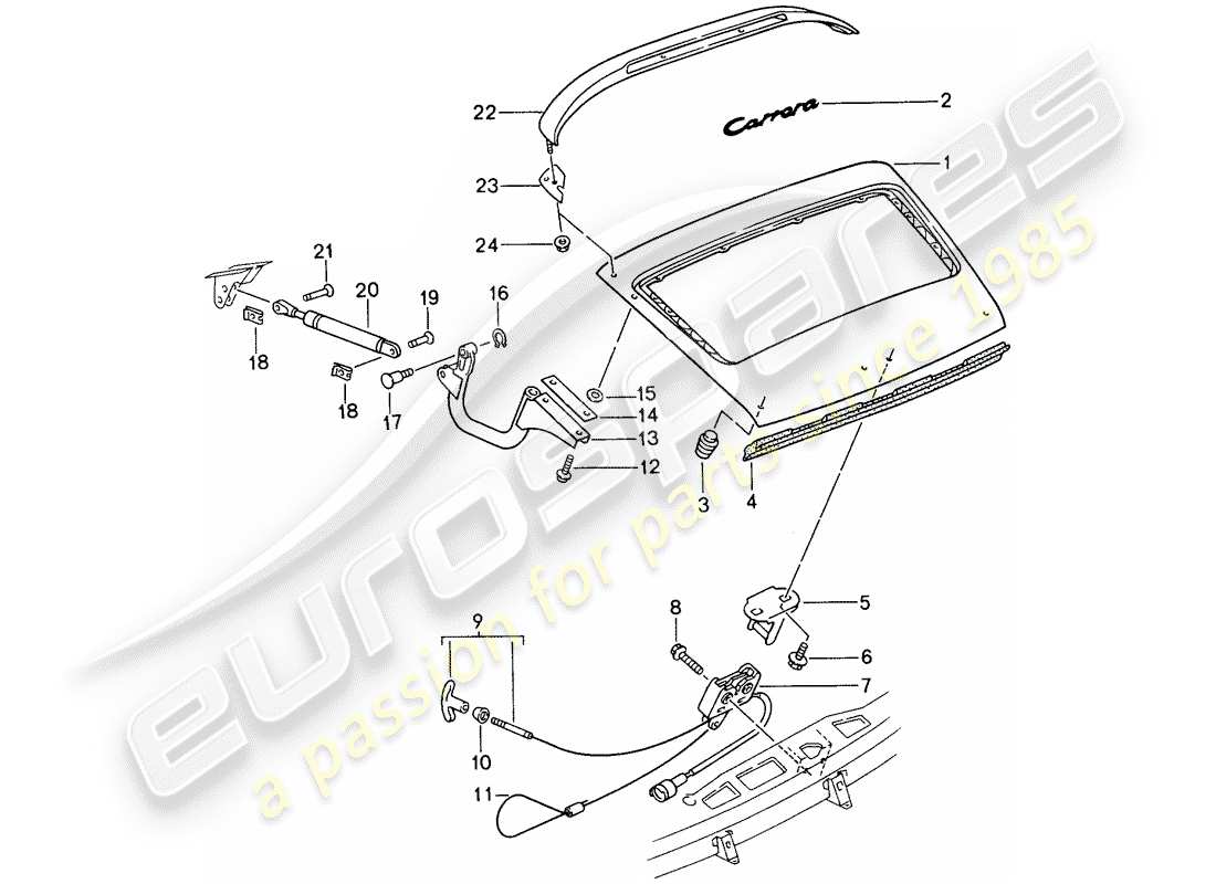 porsche 1994 (993) diagrama de piezas de la cubierta