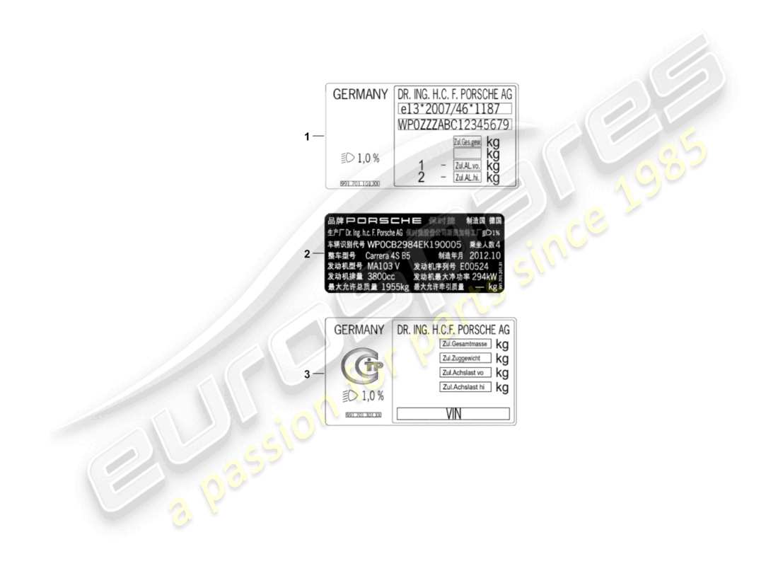 porsche 2013 (cayenne e2 92a) señales/avisos diagrama de piezas