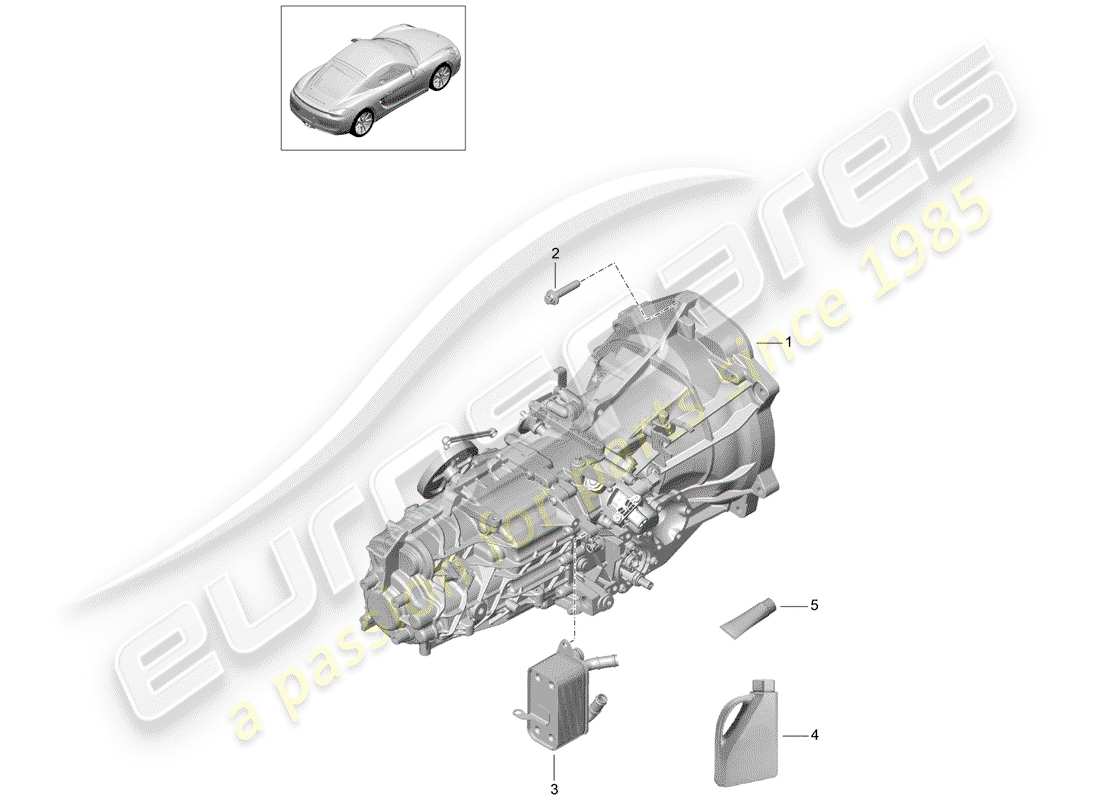 porsche 2015 (981 cayman) diagrama de piezas de la caja de cambios manual