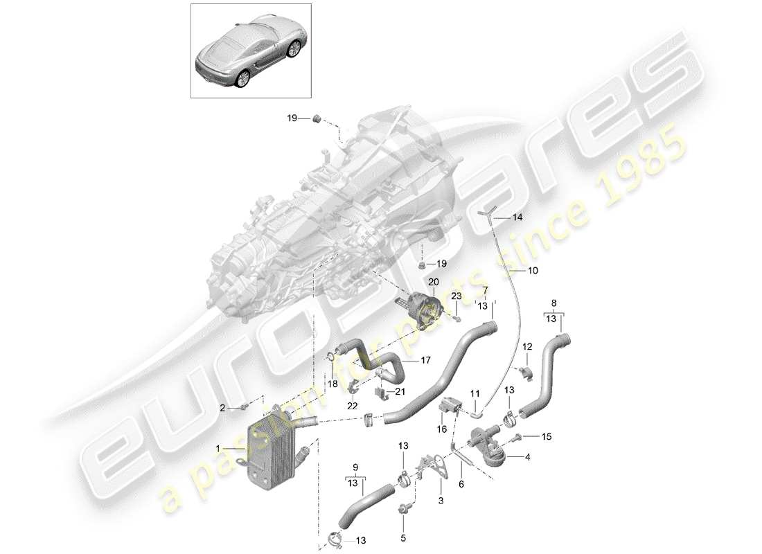 porsche cayman 981 (2015) diagrama de piezas de la caja de cambios manual