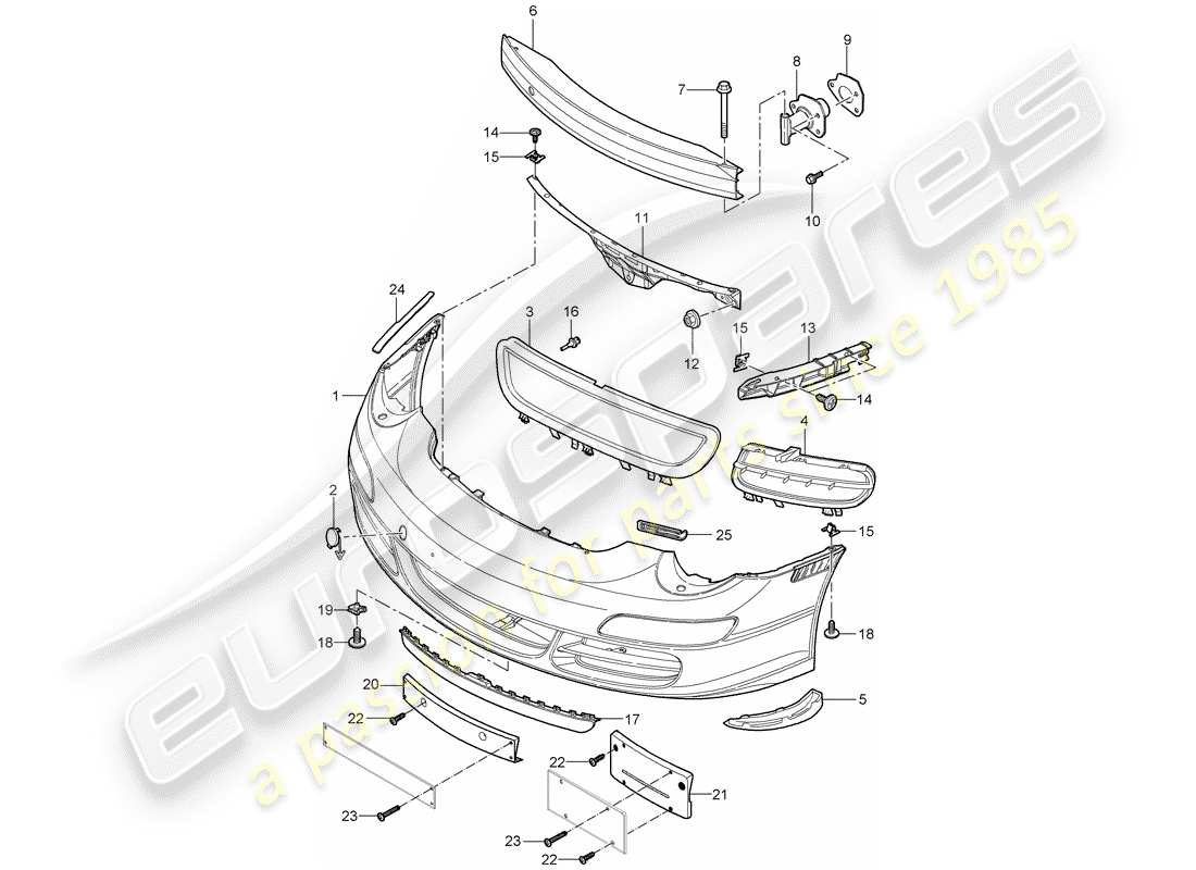 porsche 2007 (997-1) parachoque diagrama de piezas