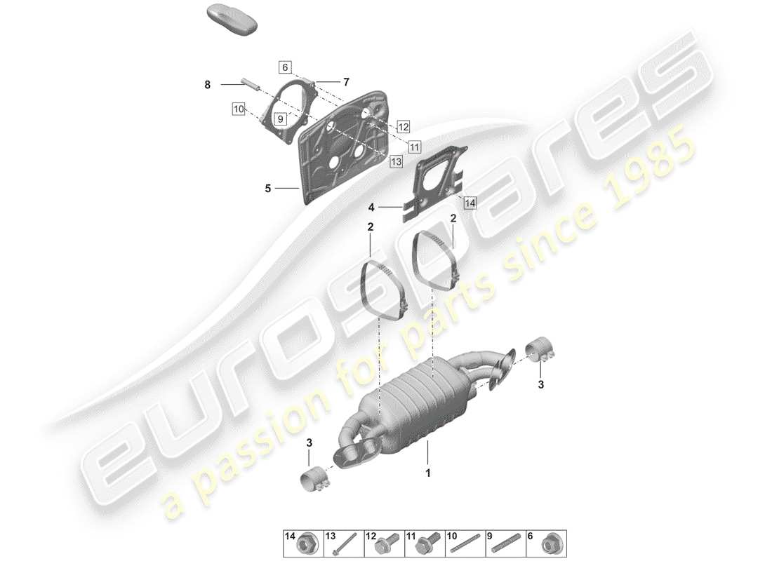 porsche 2019 (992-1) silenciador diagrama de piezas