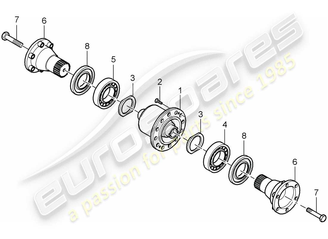 porsche 2009 997-2 turbo / gt2 diferencial de deslizamiento limitado diagrama de piezas