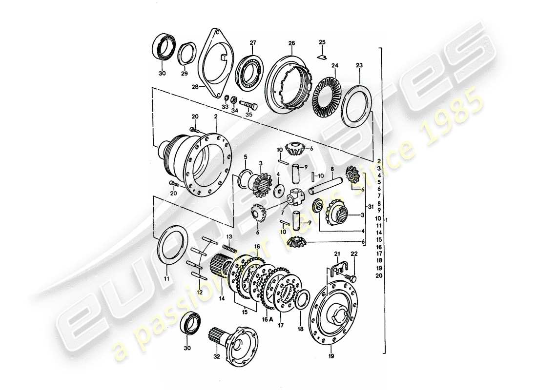 porsche 1994 (928) caja de cambios manual - porsche - diferencial de deslizamiento limitado diagrama de piezas