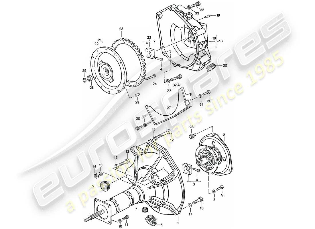 porsche 1988 (944) tubo central - transmisión automática diagrama de piezas