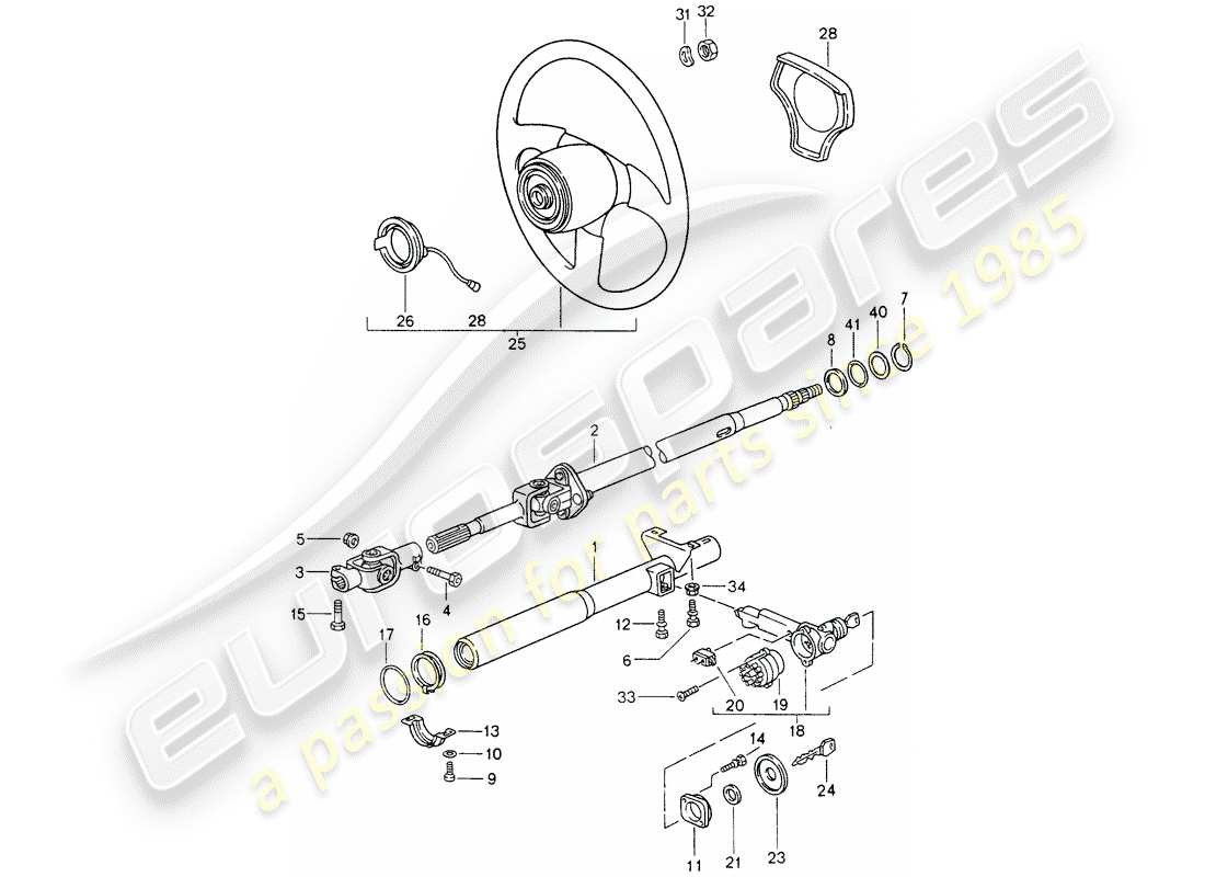 porsche 1994 (993) tubo protector de dirección - eje de dirección intermedio - volantes diagrama de piezas
