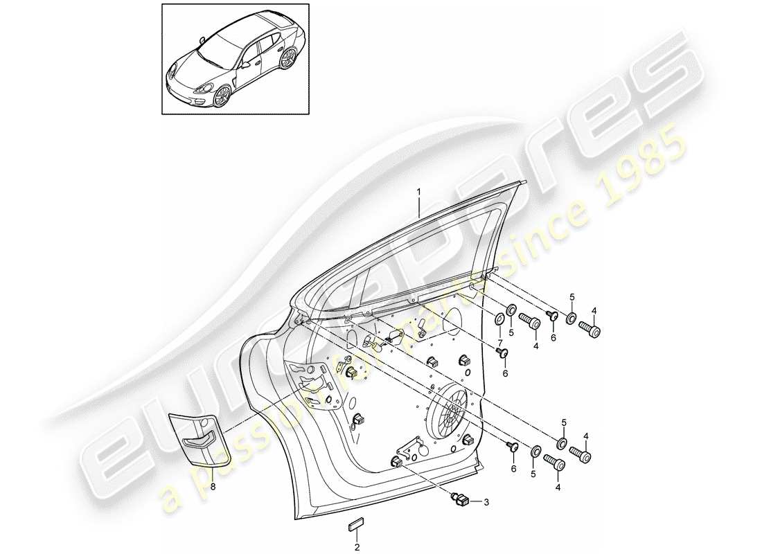 porsche 2014 (panamera 970) diagrama de pieza del regulador de ventana