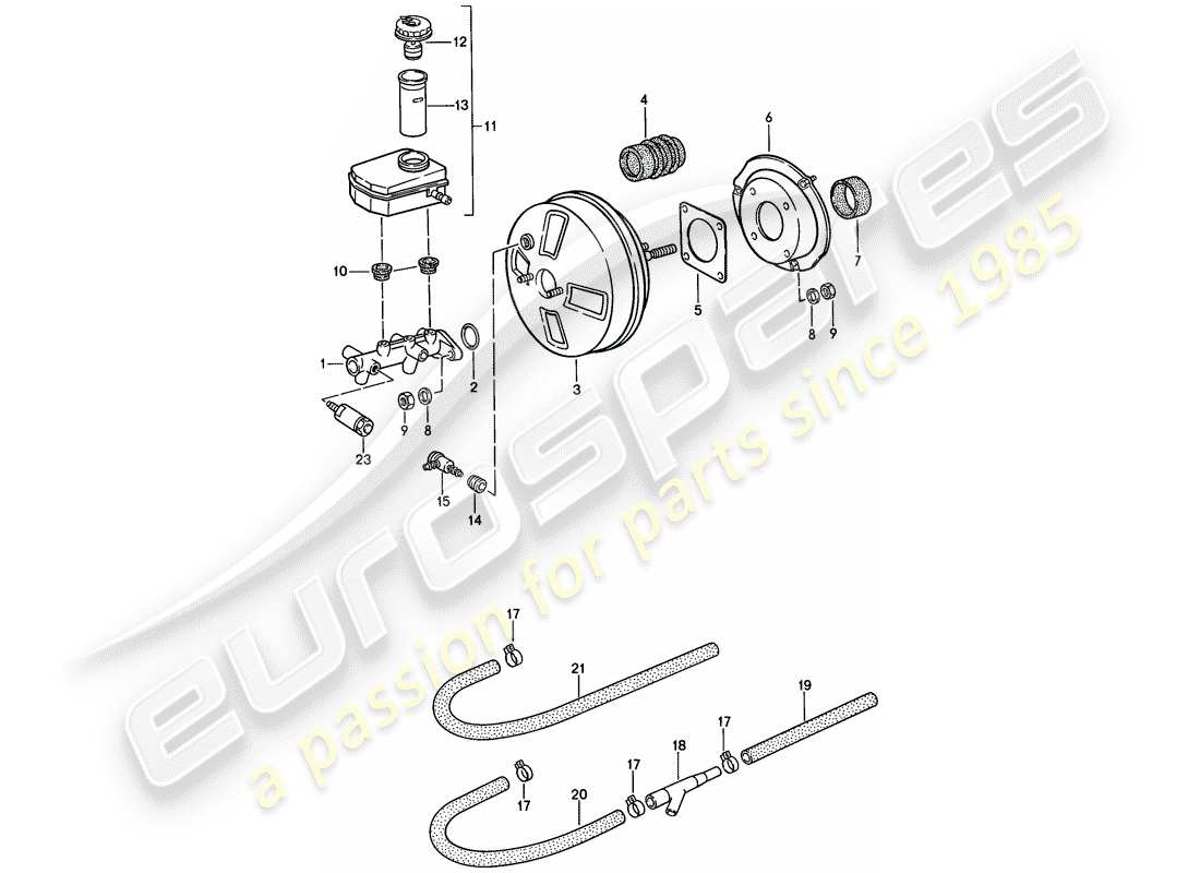 porsche 1987 (924s) cilindro maestro de freno - refuerzo de freno - depósito diagrama de piezas