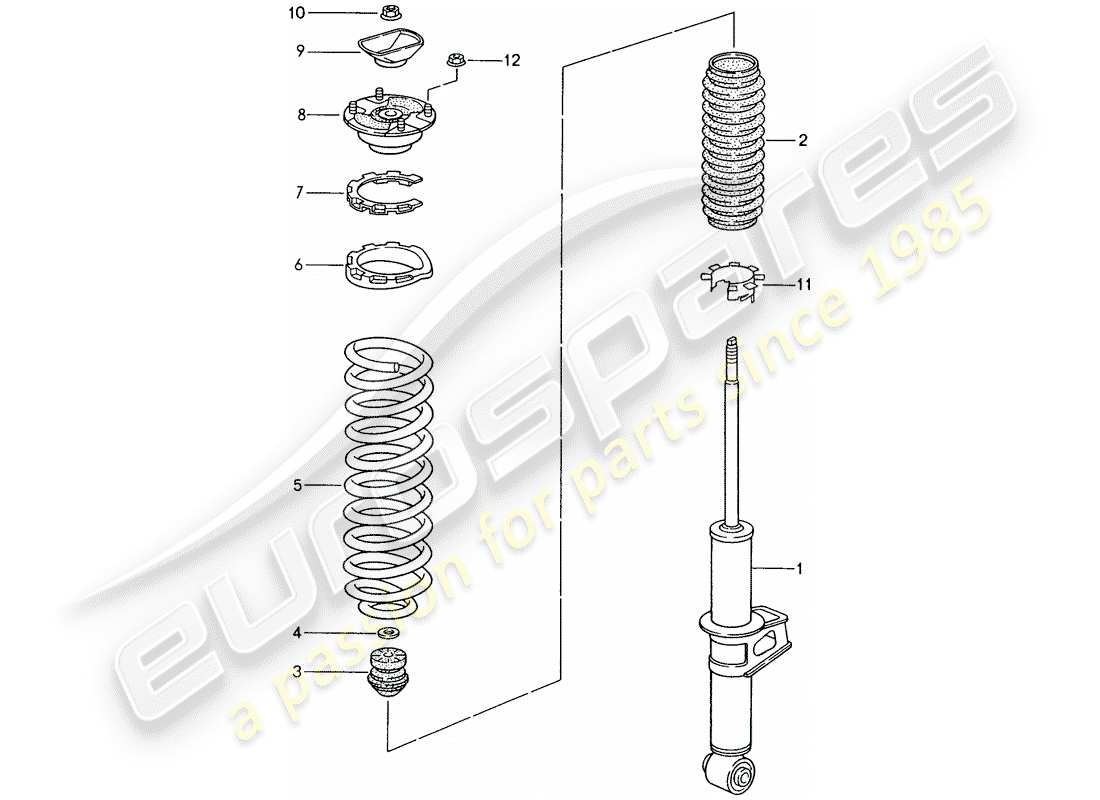 porsche 1996 (993) amortiguador - muelle helicóptico diagrama de piezas