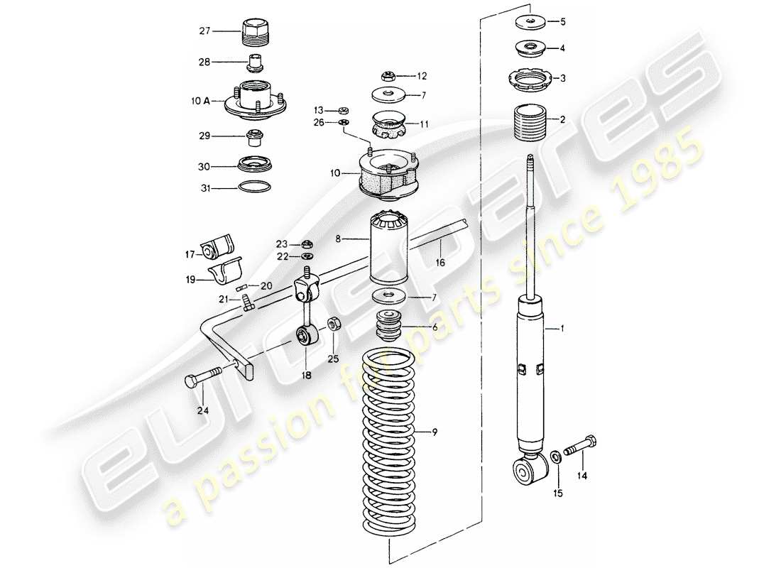 porsche 1991 (964) amortiguador - estabilizador diagrama de piezas