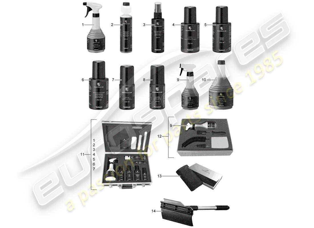 porsche 2012 (tequipment) agente de limpieza diagrama de piezas