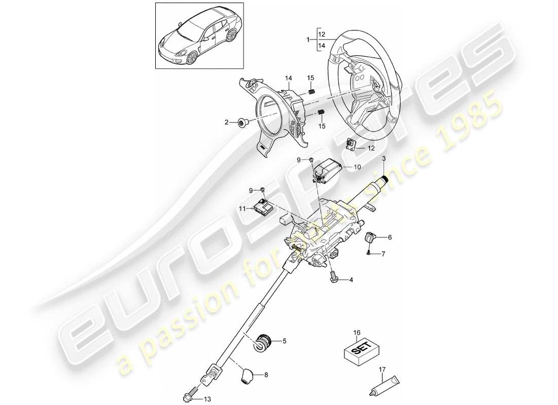 porsche 2014 (panamera 970) volantes diagrama de piezas