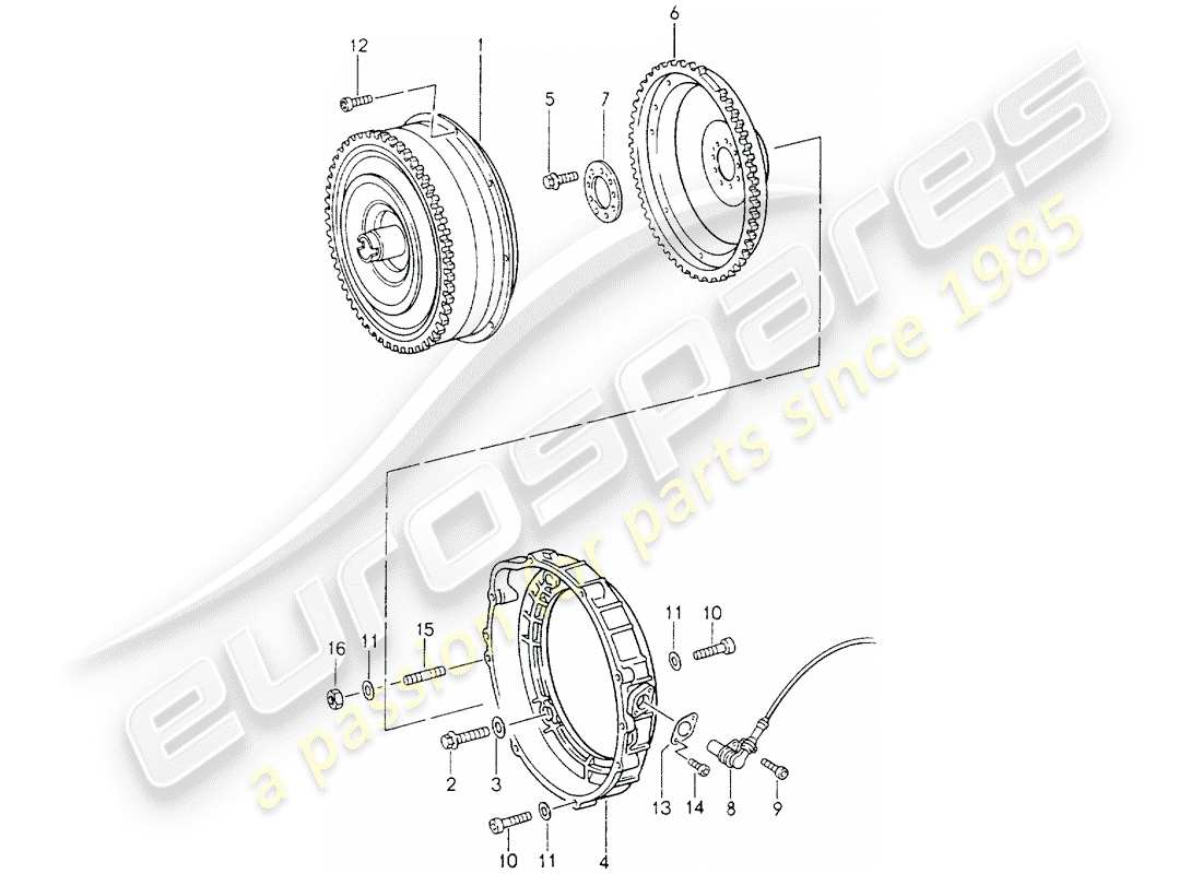 porsche 1994 (964) tiptronic - convertidor de par diagrama de piezas