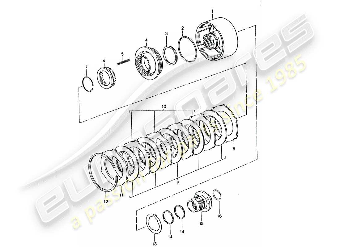 porsche 1995 (928) transmisión automática - embrague - k 2 diagrama de piezas