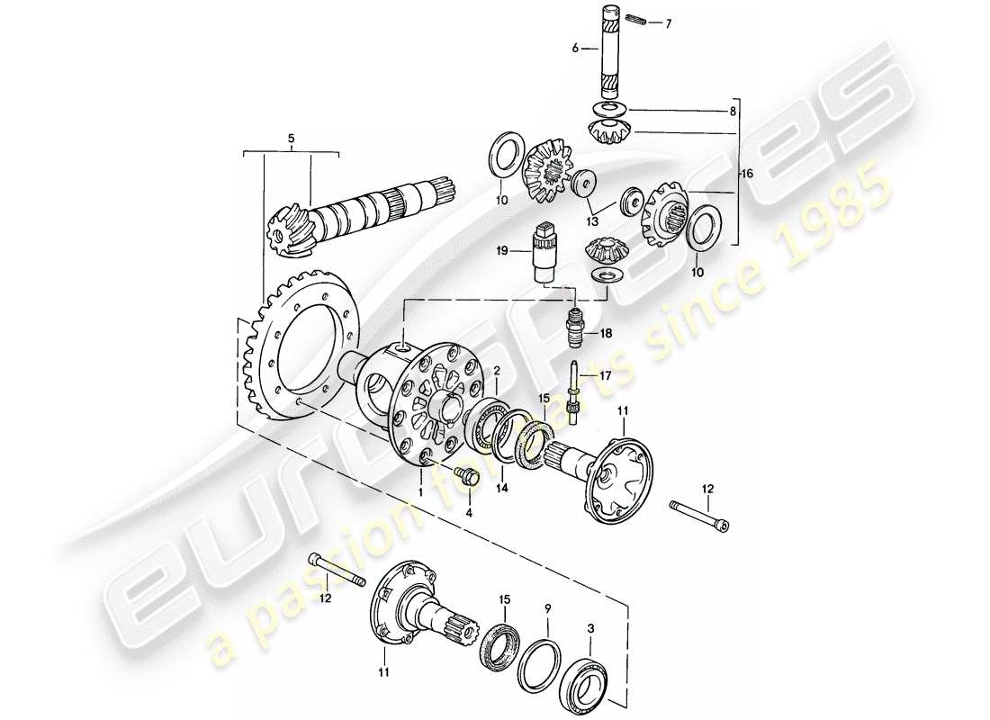 porsche 1987 (924s) diferencial - caja de cambios manual diagrama de piezas
