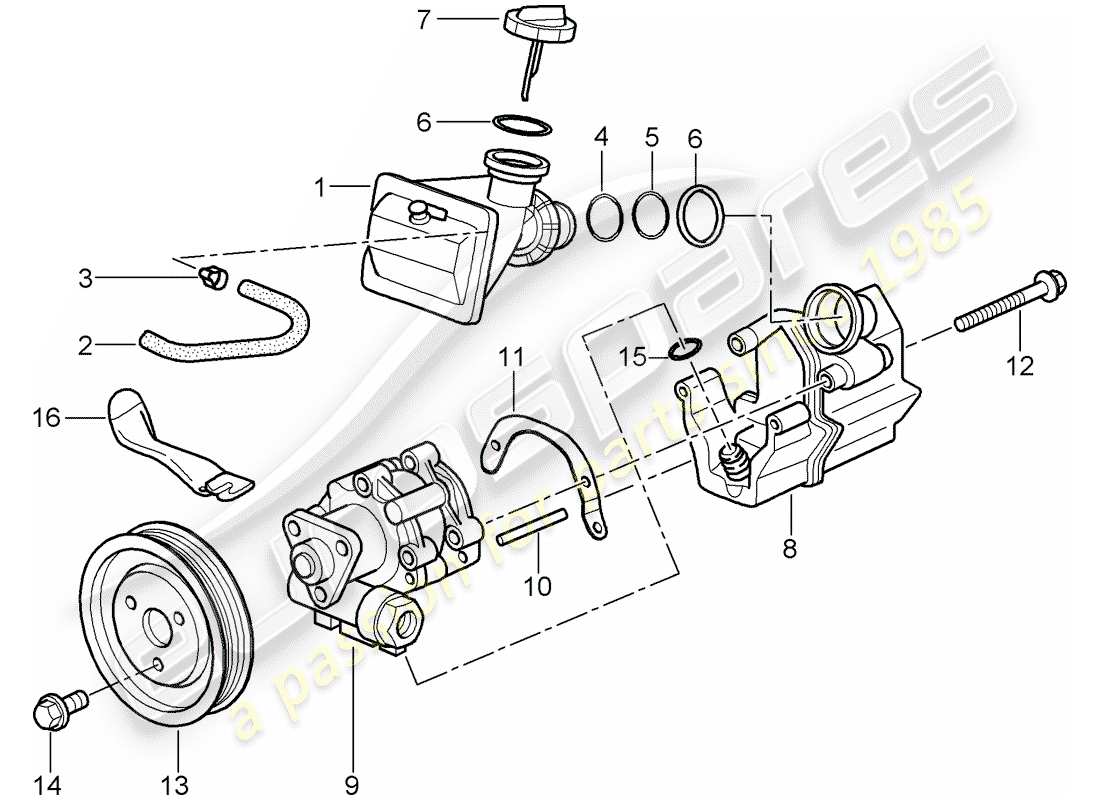 porsche 2000 (986 boxster) dirección asistida - bomba de dirección asistida - para dirección asistida - contenedor diagrama de piezas