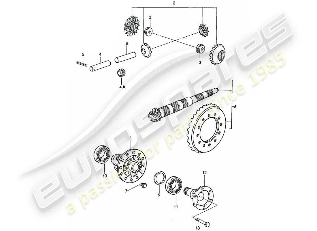 porsche 1995 (968) caja de cambios manual - diferencial diagrama de piezas