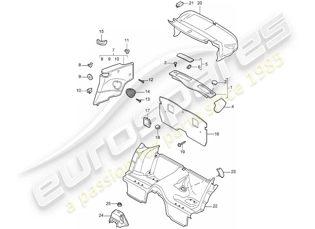 porsche 2005 (997-1) adornos diagrama de piezas