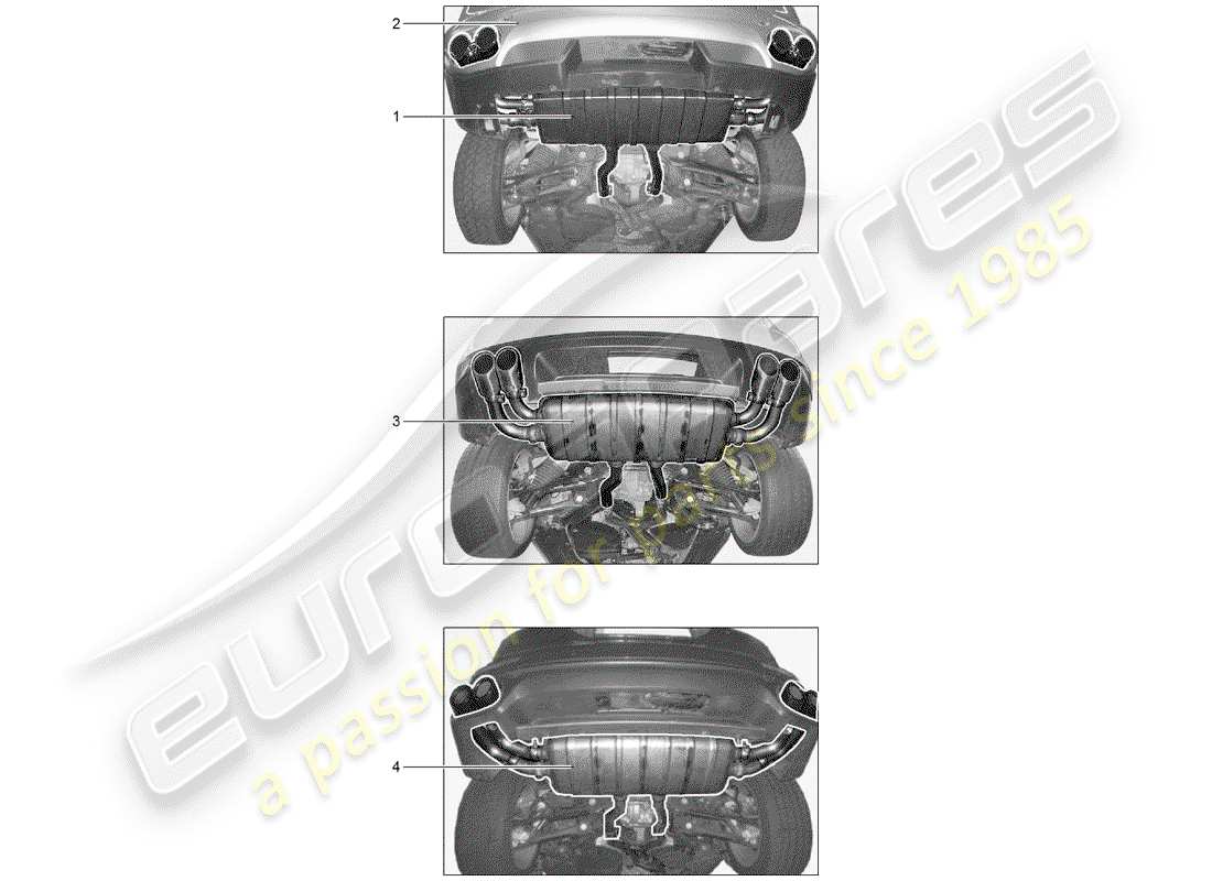 porsche 2009 (tequipment cayenne) sistema de escape diagrama de piezas
