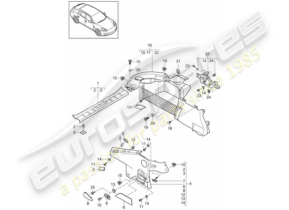 porsche 2011 (panamera 970) diagrama de piezas de trims