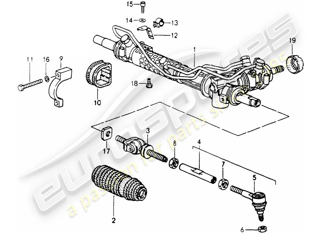 porsche 1994 (964) engranaje de dirección - piezas de dirección diagrama de piezas