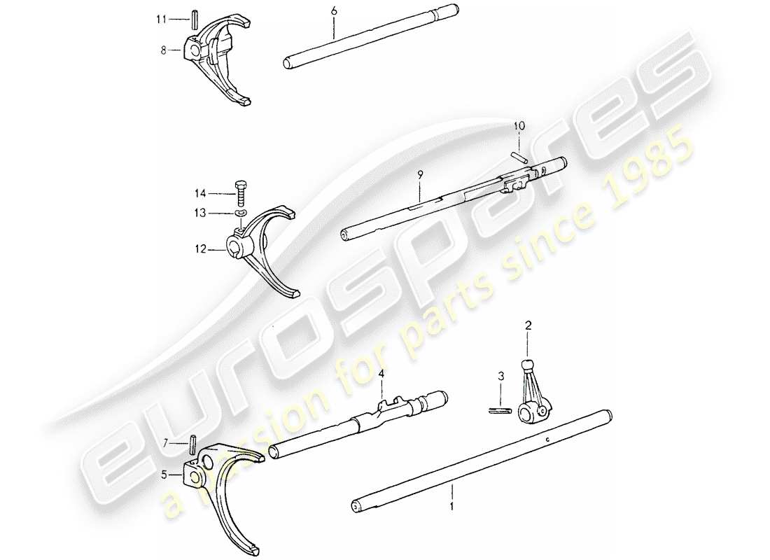porsche 1994 (964) varillas de cambio - horquillas de cambio diagrama de piezas