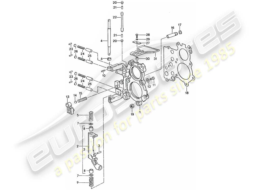 porsche 1994 (993) placa tensora - dispositivo de bloqueo del control de cambios diagrama de piezas