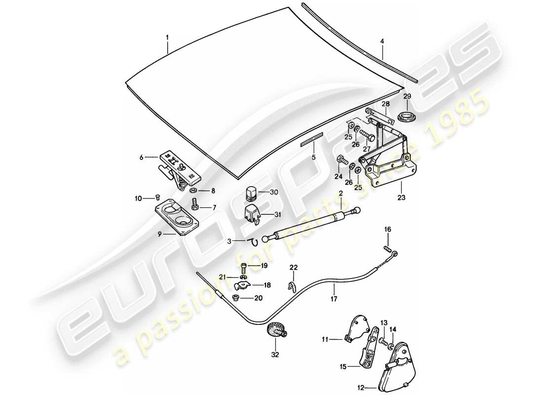 porsche 1983 (928) cubierta - sujetadores diagrama de piezas