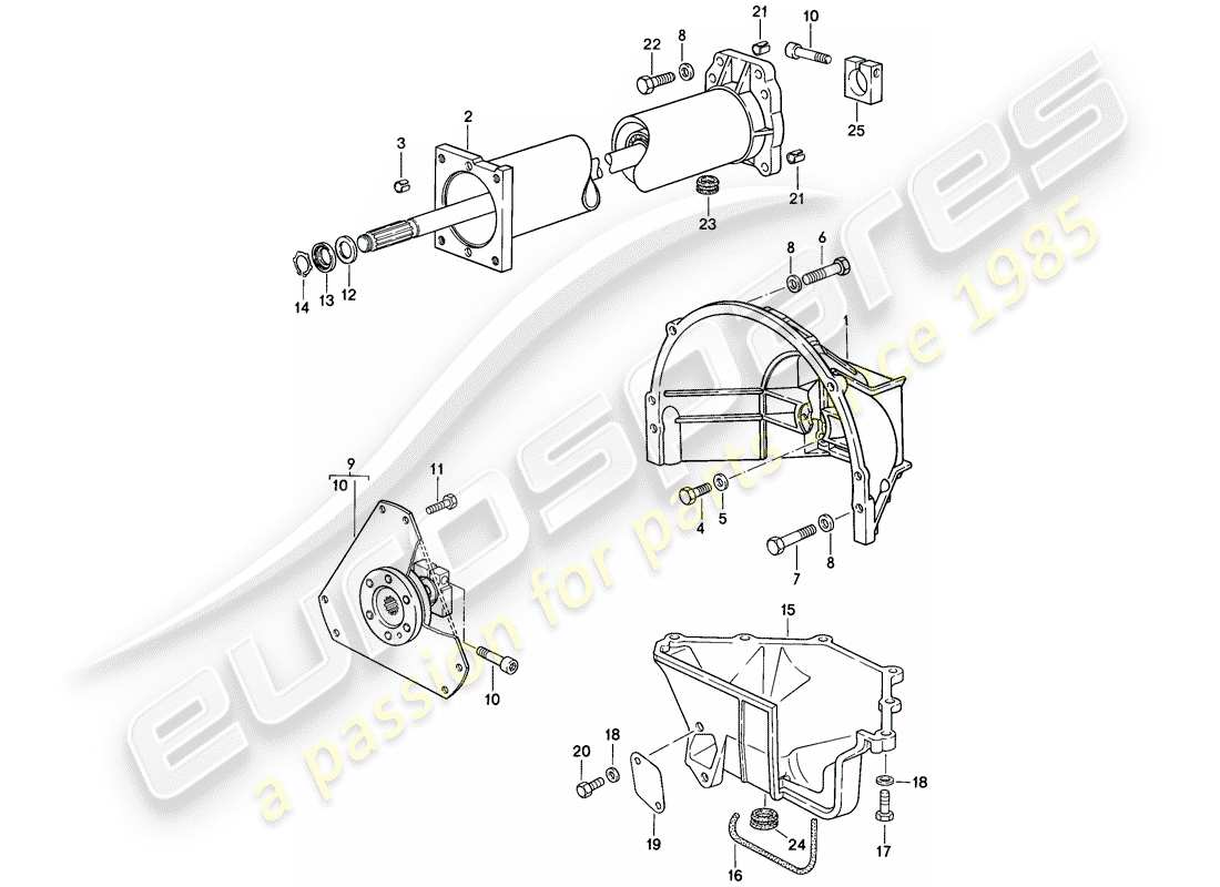 porsche 1983 (928) transmisión automática - tubo central diagrama de piezas