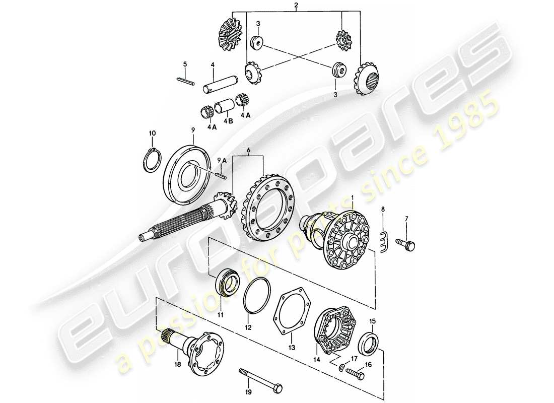 porsche 1986 (928) diferencial - caja de cambios manual - d >> - mj 1984 esquema de piezas