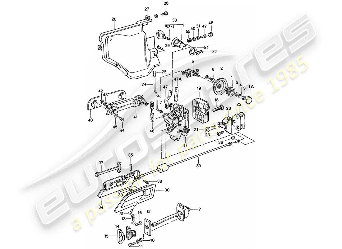 porsche 1981 (928) piezas de instalación - puerta diagrama de piezas