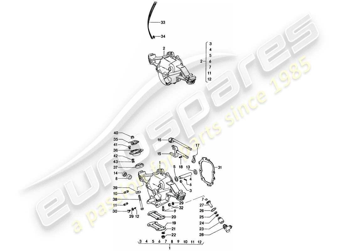 porsche 1972 (914) cubierta de la transmisión - suspensión de la transmisión diagrama de piezas